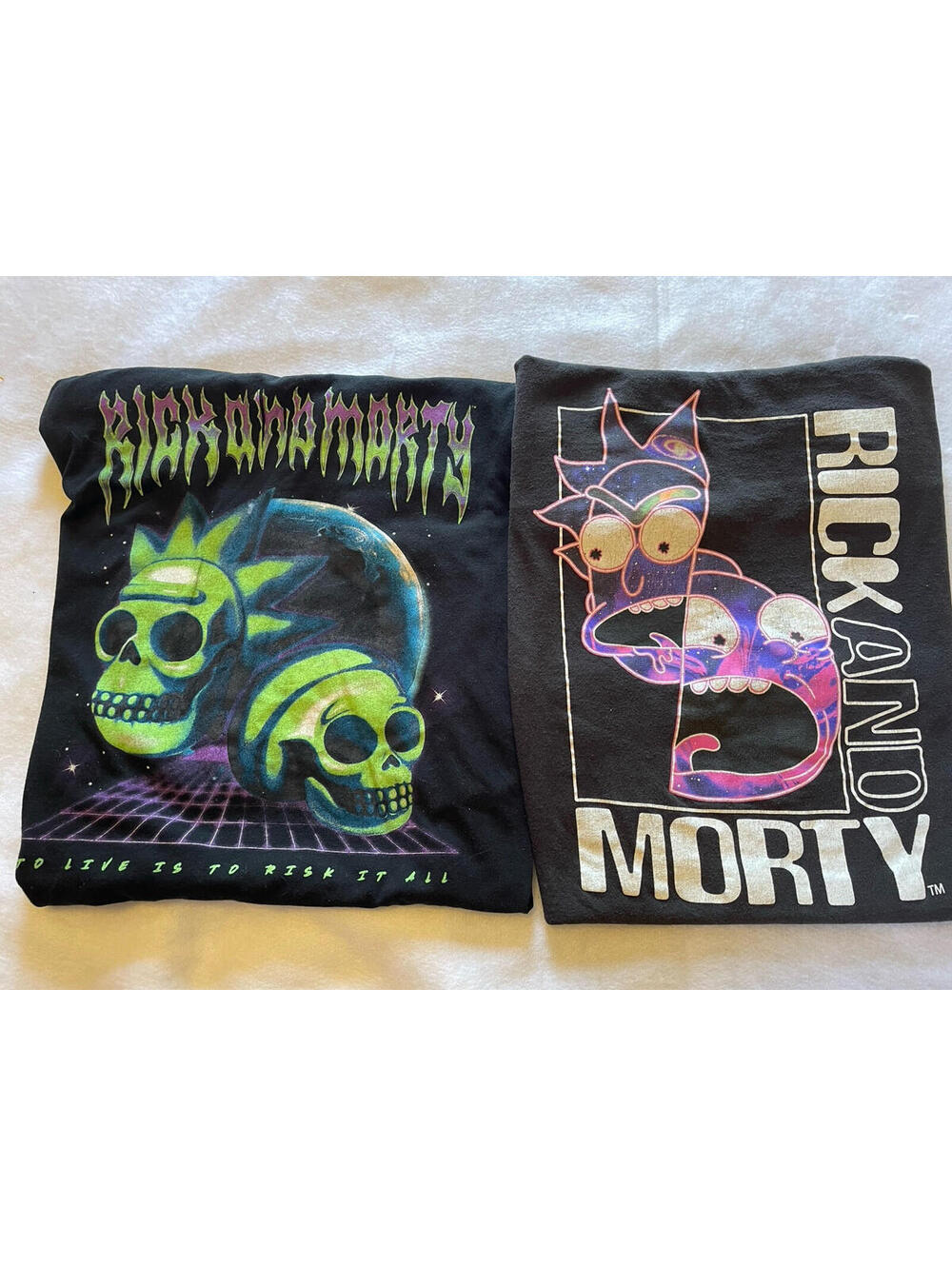 (2) RICK AND MORTY Licensed Adult Men's Graphic Tee Shirt Size Large -Black